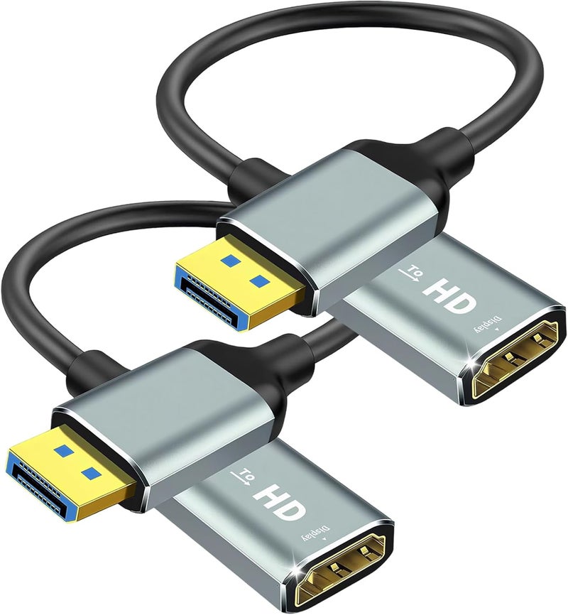 MaxRenard 4K DisplayPort to HDMI Adapter | DP1.2 to HDMI 4K 60Hz Audio-Video Sync | SR Anti-Break, Compatible with Dell HP, for HDTV/Monitor/Projector/PC (DP to HDMI Converter) 2Pcs - Image 1